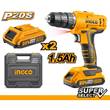 20 volt cordless screwdriver drill with two batteries