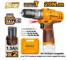 دریل شارژی 12 ولت چکشی تایپ C