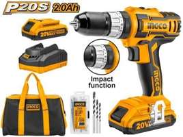 دریل پیچ کوشتی شارژی 20 ولت چکشی 2 باطری